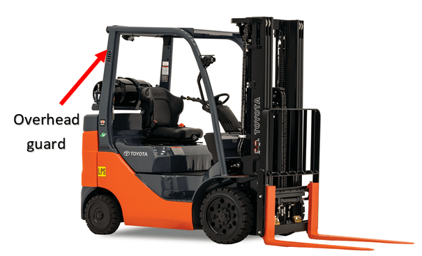 The overhead guard on a Toyota 8FGCU25 forklift