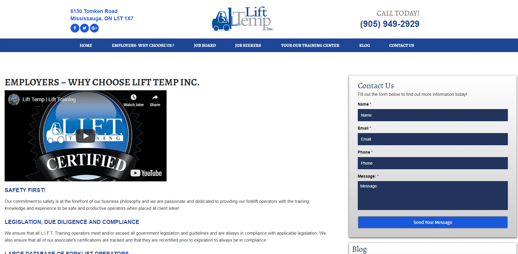 Lift Temp Staffing Agency Webpage Screenshot