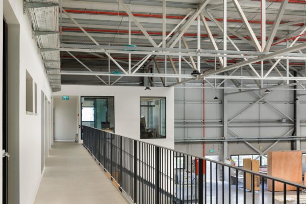 A warehouse office on the second floor