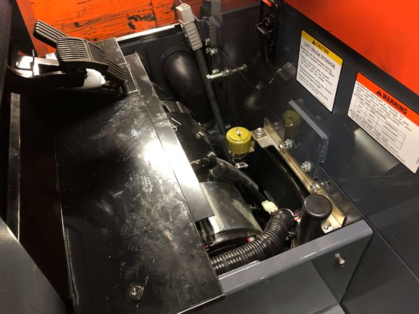 The location of the hydraulic system on a Toyota electric forklift
