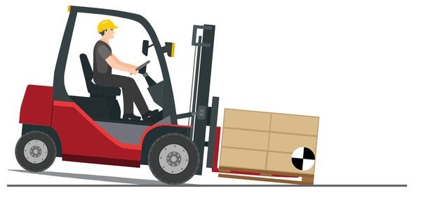 An illustrated forklift overloaded and tipping forward Overloading is one of the top causes of <yoastmark class=