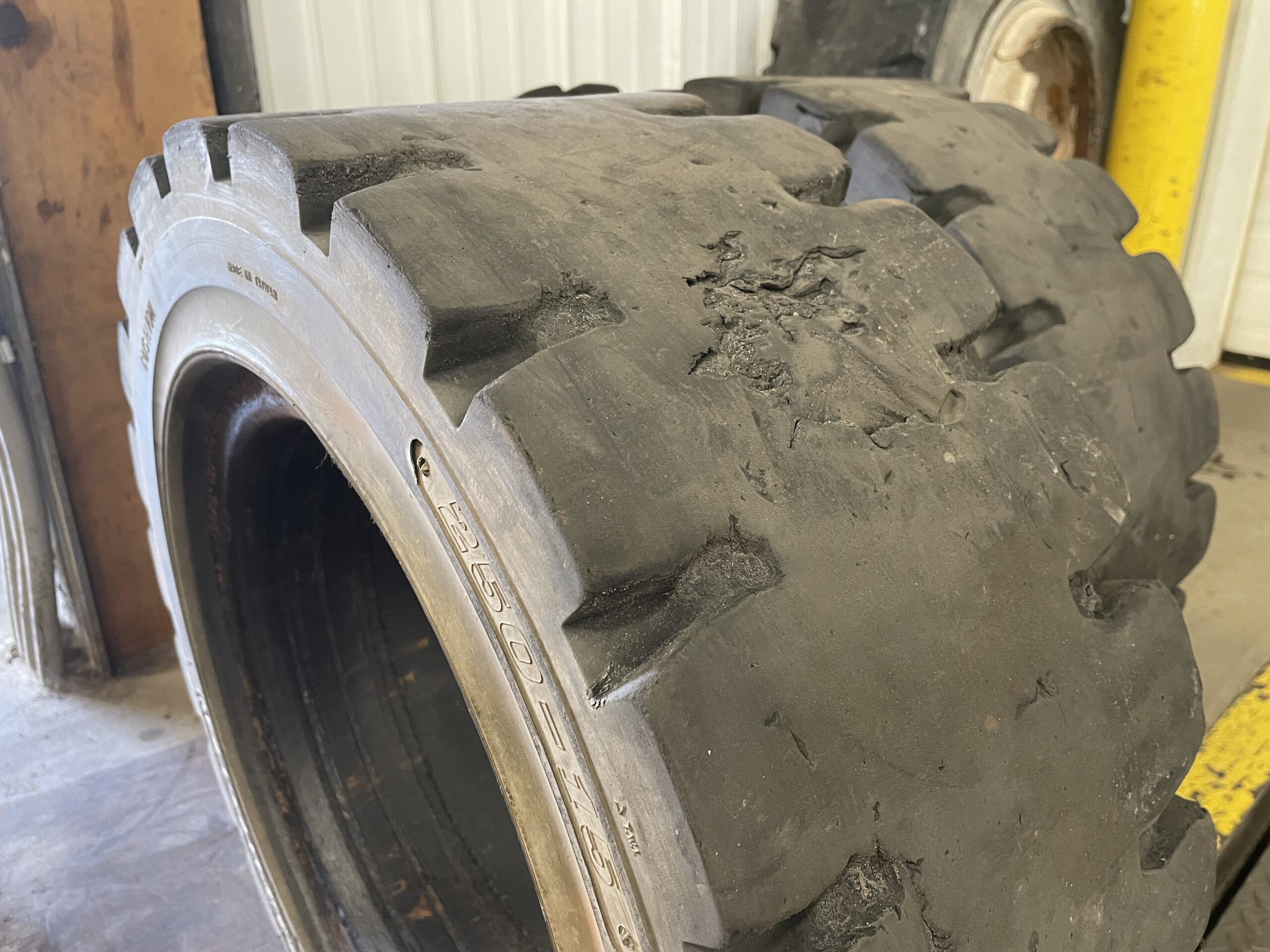 worn forklift tires